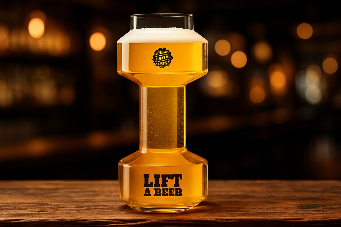 Dumbbell bierglas in een sfeervolle kroeg